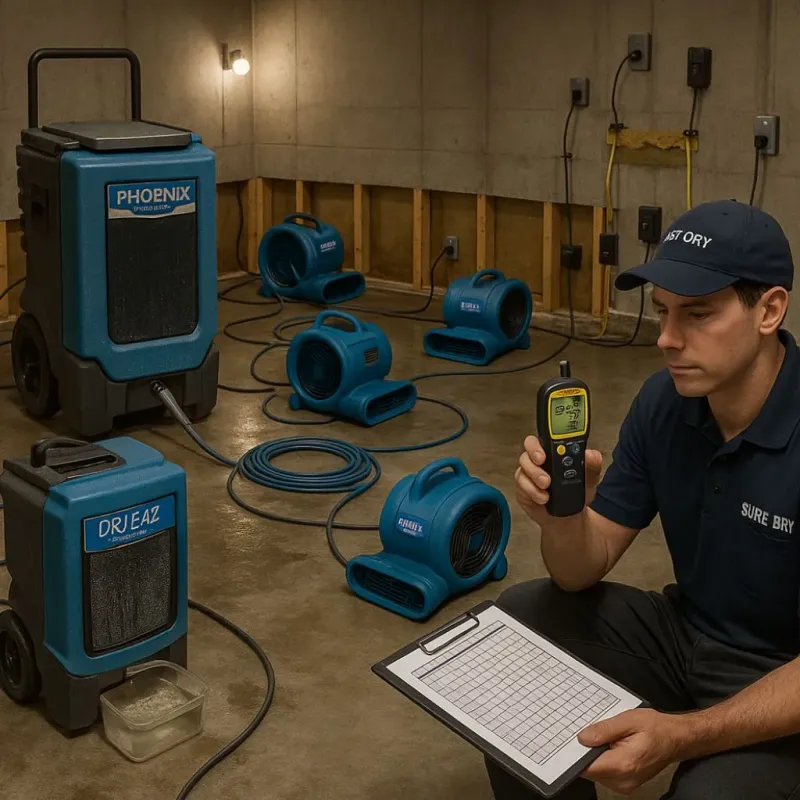 Structural Drying and Dehumidification process in Pleasant Hills, MD